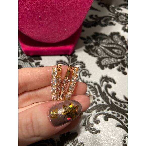 By Alexa Rae (BAR) gold with pave hoop earrings - Picture 3 of 4